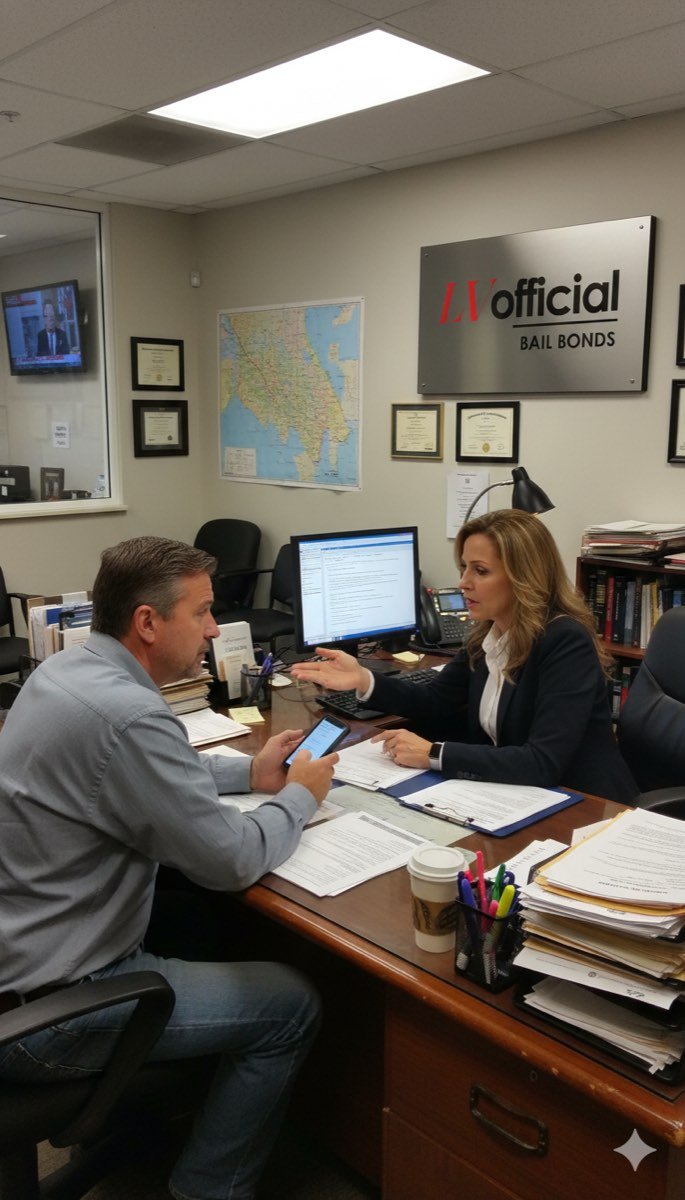 Las Vegas Official Bail Bonds agent taking a 24-hour bail bond call in Las Vegas, NV