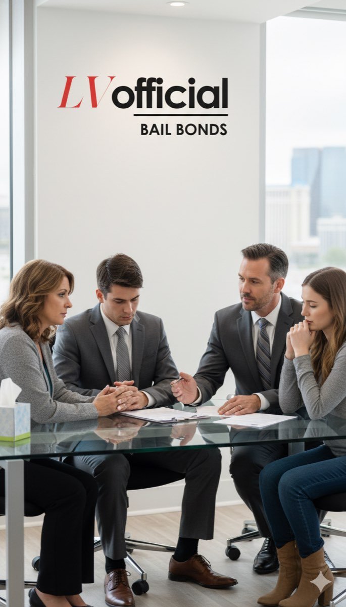 Licensed bail agents at Las Vegas Official Bail Bonds meeting with clients in Las Vegas, NV